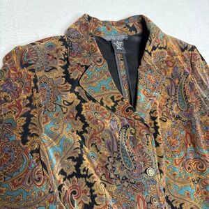 SCRIPT Attitude Style Women Paisley Print Blazer Jacket Size 12 Boho Eclectic